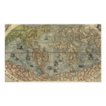 1565 Ferando Berteli Antique World Map Rectangle Stickers