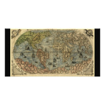 1565 Ferando Berteli (Fernando Bertelli) World Map Photo Greeting Card