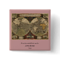 1595 Vintage World Map by Jodocus Hondius