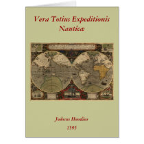 1595 Vintage World Map by Jodocus Hondius