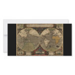 1595 Vintage World Map by Jodocus Hondius Photo Cards
