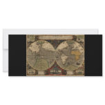 1595 Vintage World Map by Jodocus Hondius Personalized Rack Card