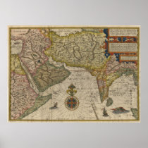 1596 Map of Southern Asia Poster