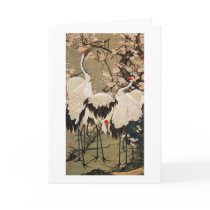 15. 梅花群鶴図, 若冲 Plum Blossoms & Cranes, Jakuchū Greeting Card