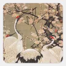 15. 梅花群鶴図, 若冲 Plum Blossoms & Cranes, Jakuchū Sticker