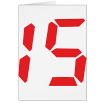 15 fifteen  red alarm clock digital number greeting card