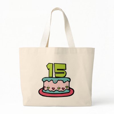 15 Year Old Birthday Cake Canvas Bags by Birthday_Bash
