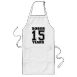 15 Years Sober Black on White Apron
