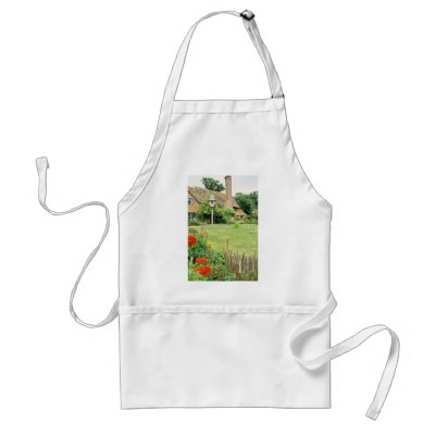 15th Century House With Herbaceous Border f Apron by blueyellowtube
