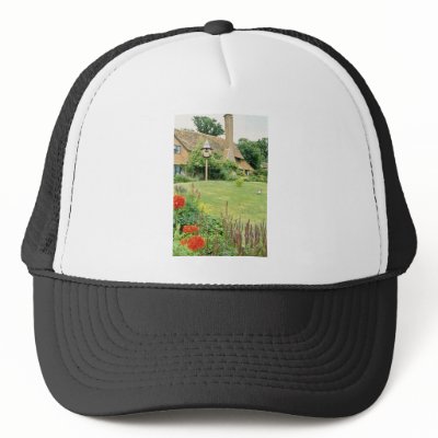 15th Century House With Herbaceous Border f Mesh Hat by blueyellowtube