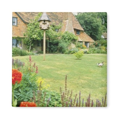 15th Century House With Herbaceous Border f Fridge Magnet by blueyellowtube
