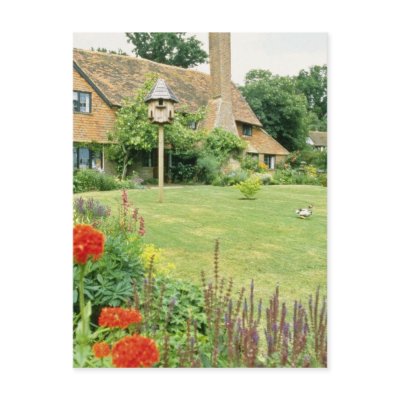 15th Century House With Herbaceous Border f Post Cards by blueyellowtube