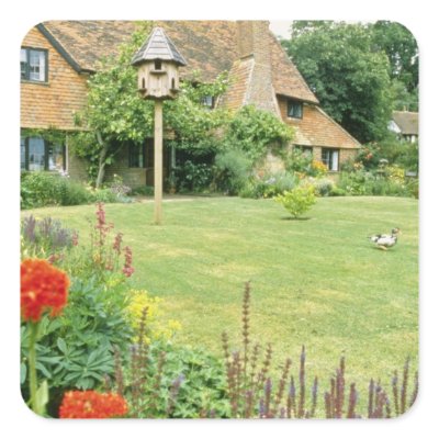 15th Century House With Herbaceous Border f Stickers by blueyellowtube