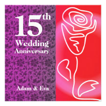 15th Year Wedding Anniversary Invitation Rose