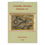 1610 Map of Cornwall, Devon, Somerset, etc...