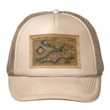 1610 Map of Cornwall, Devon, Somerset, etc... Mesh Hats