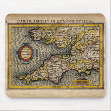 1610 Map of Cornwall, Devon, Somerset, etc... Mouse Mat