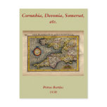 1610 Map of Cornwall, Devon, Somerset, etc...