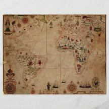 1633 Atantic Ocean Portolan Chart - Pascoal Roiz Full Colour Flyer
