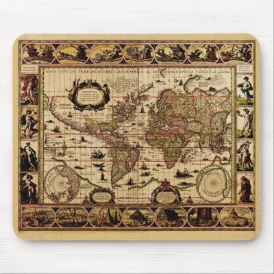 1635 World Map Mouse Mats by RavenSpiritPrints