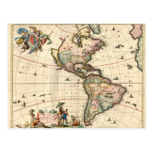1670 America Map Postcard