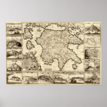 1688 Greece / Greek Peloponnesian Map Posters