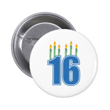 16 Birthday Candles (Blue / Green) Buttons