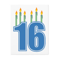16 Birthday Candles (Blue / Green)