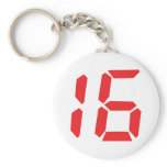 16 sixteen  red alarm clock digital number key chains