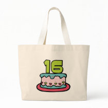 16 Year Old Birthday Cake Canvas Bags