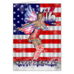 16th Birthday Card with Fairy in stars and stripes