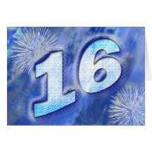16th birthday card with fireworks
