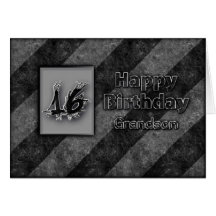16th BIRTHDAY - GRANDSON - GRUNGE Cards
