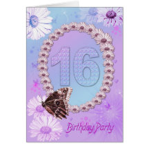 16th Birthday party Invitation Greeting Cards
