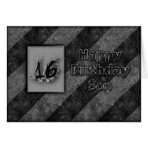 16TH BIRTHDAY - SON - GRUNGE GREETING CARDS