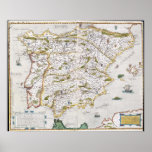 16th Century Map of Iberia Poster