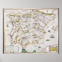 16th Century Map of Iberia Poster