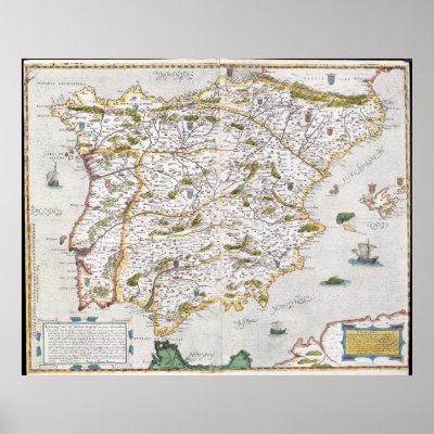 16th Century Map of Iberia Poster