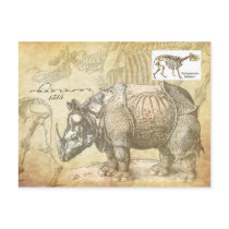 16th century Rhinoceros and skeleton Postcard