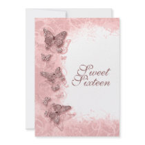16th "sweet sixteen" birthday party pink announcements
