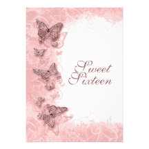 16th "sweet sixteen" birthday party pink announcements