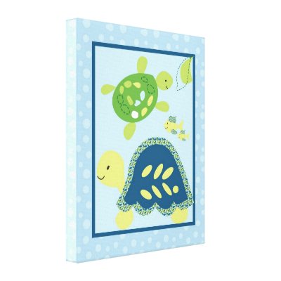 16x20 Canvas Art Nursery Print Turtle Reef Ocean Gallery Wrap Canvas by KammieLand