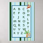 16x24 Nursery Art ABC Chart Rain-forest Jungle Poster