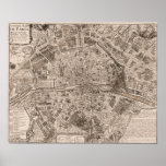 1705 Map of Paris, France Posters