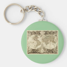 1708 World Map by Jean Baptiste Nolin Key Chains