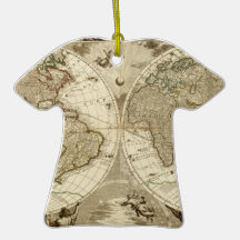 1708 World Map by Jean Baptiste Nolin Christmas Ornament
