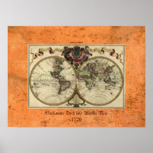 "1720 Guillaume deLisle" Olde Worlde Map Poster
