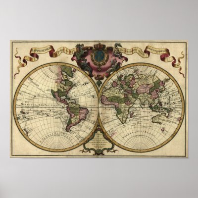 "1720 Guillaume deLisle" Olde Worlde Map Poster by RavenSpiritPrints