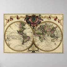 "1720 Guillaume deLisle" Olde Worlde Map Poster