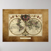 "1720 Guillaume DeLisle" Olde Worlde Map Poster